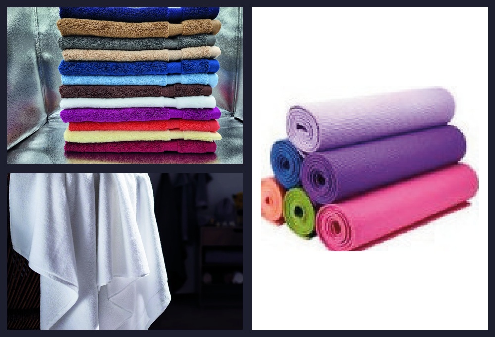 Towels, Hotel Linens and Yoga Mats Commercial Supply Montage
