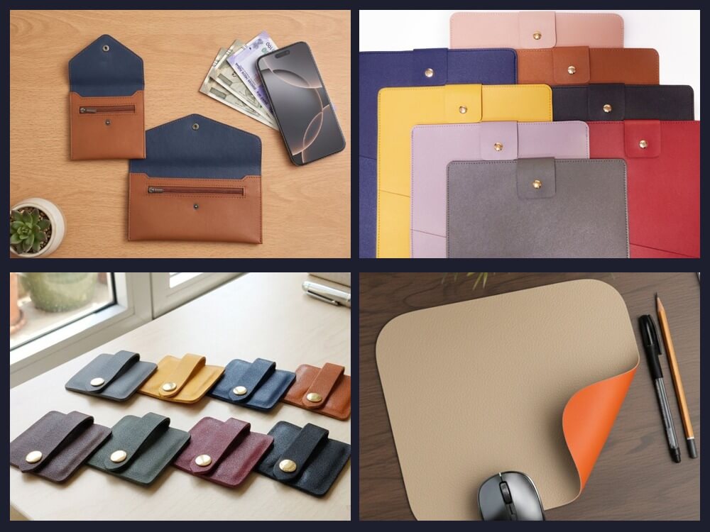 Vegan Leather Corporate Gifts and Finished Accessories Showcase