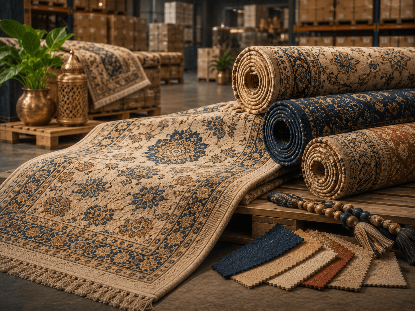 Handmade wool carpet with traditional patterns