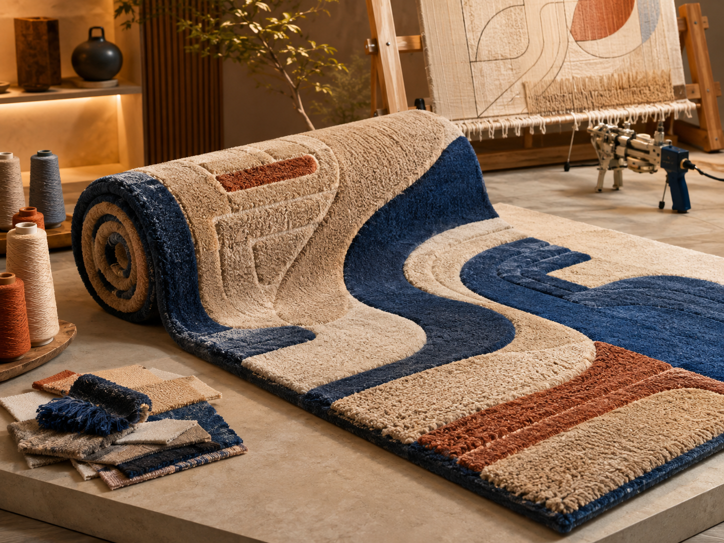 Hand-tufted carpet in neutral elegant tones